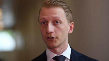 Liberal senator James Paterson, pictured in Canberra on Monday, has drafted an alternative bill to legalise same-sex marriage.