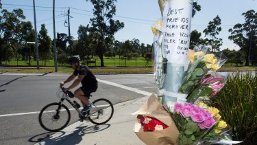 A tribute is on the corner of Whitehall Street and Somerville Road in Yarraville, where Arzu Baglar was killed.