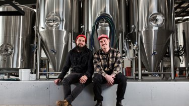 Dan Skeehan and Wade Hurley in the Capital Brewing Co brewery.