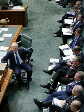 Prime Minister Malcolm Turnbull and his frontbench.