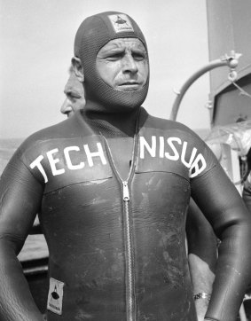 Italian free diver Enzo Maiorca in Sorrento, 1974.