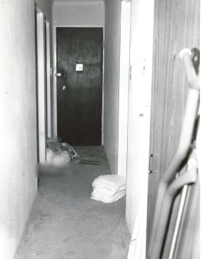 An original photograph from the crime scene in the Beach Street unit in Coogee. 
