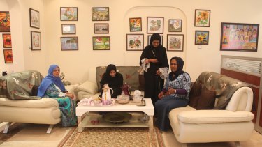 The shelter's staff is made up of Emirati women. Maitha al-Mazrouei is second from left.