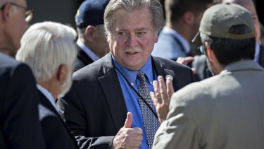 Thumbs up: Steve Bannon, Trump's chief strategist.