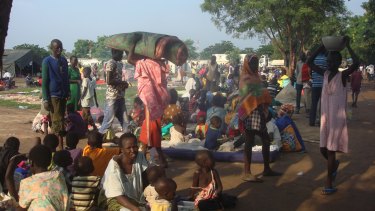 At least 3000 displaced civilians seek shelter at the UN compound in the Tomping area of Juba.  