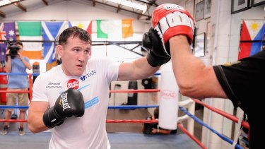 Boxing clever: Paul Gallen at a boxing training session.