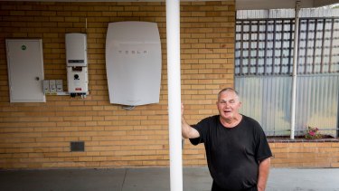 Changing times: not far from Hazelwood, Morwell resident Robert Freeman has installed a battery pack linked to rooftop solar panels. 