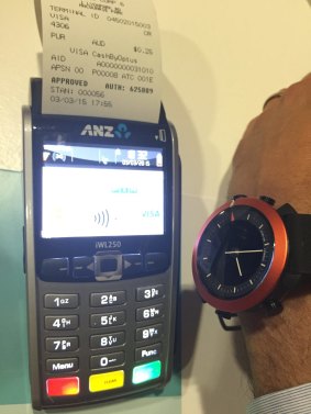 A payments terminal will recognise a tap of the Optus watch and print a receipt.