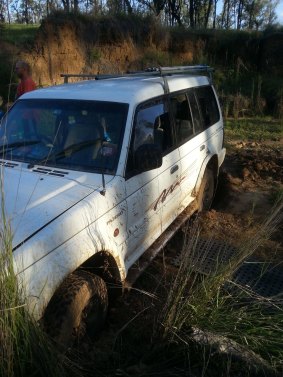 The family's bogged vehicle.