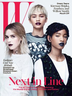 Kiernan Shipka, Zendaya and Willow Smith are all dark lips and game faces on the cover of <i>W</i> magazine.