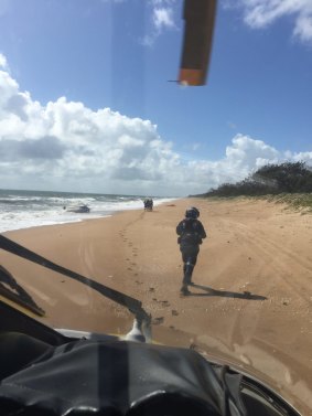 An RACQ CareFlight crew land at Baffle Creek as part of a search and rescue mission.