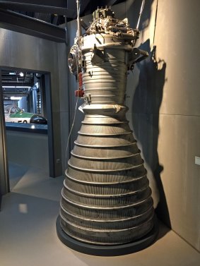 The combustion chamber from the Saturn V rockets built to send the Apollo astronauts to the moon.