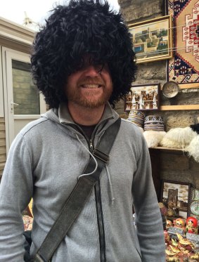 Go big or go home: Ben with his gigantic furry hat he bought in Azerbaijan.