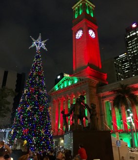 Brisbane's biggest Christmas tree illuminates King George Square.