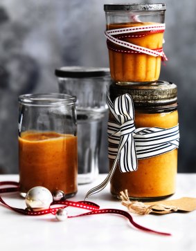 Peach and plum barbecue sauce.