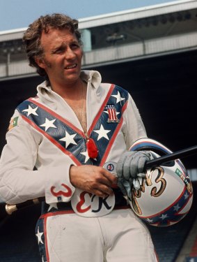 Evel Knievel at the Canadian national exhibition stadium in Toronto.