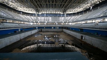 Inside the Olympic Aquatics stadium, designed to be dismantled and the materials reused in new facilities.