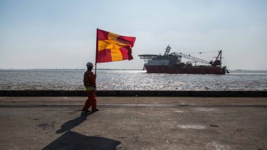 The Nautical Aliya docks in Thilawa Port on February 9, 2017 in Yangon, Myanmar.