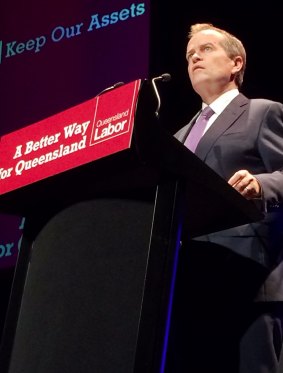 Federal Opposition Leader Bill Shorten speaks in Ipswich. 