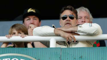 Drinking session: Rabbitohs owner Russell Crowe.