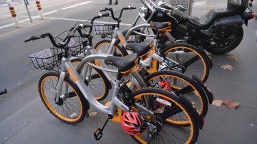A new share bike system in the Melbourne CBD.
