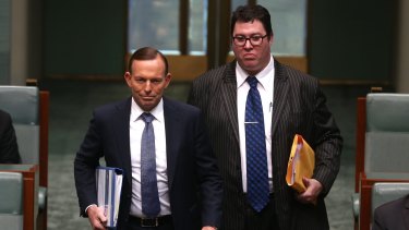 Prime Minister Tony Abbott with Liberal National Party MP George Christensen.