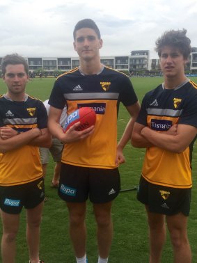 Hawk draftees (from left): Teia Miles, Marc Pittonet and Daniel Howe.