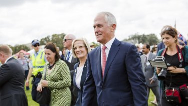 Prime Minister Malcolm Turnbull, pictured at Australia Day events, has defended Mr Abbott's right to speak at the event.