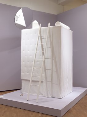 Rosslynd Piggott's, High bed (1998), is on display at the National Gallery of Victoria.