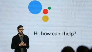 Google chief executive Sundar Pichai talks about Google Assistant in San Francisco in 2016.