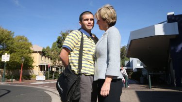 Macarthur local Nathan Stanley spoke to Julie Bishop during her visit to the electorate where she walked through the main shopping street.
