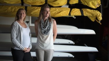 Shared memories: Amber Halliday, and Sally Callie at the West Lakes boat shed in Adelaide.