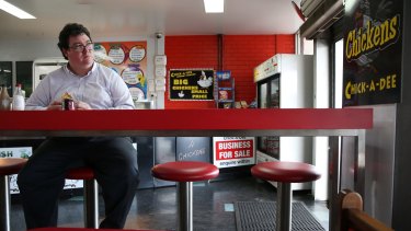 George Christensen at a chicken shop in his Queensland electorate.