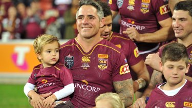 Should Suncorp Stadium be renamed Lang Park? Corey Parker of the Maroons celebrates victory with family and team mates after game two of the 2016 State Of Origin series at the stadium.