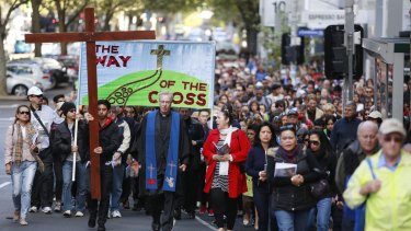 The Way of the Cross procession in Melbourne's CBD.