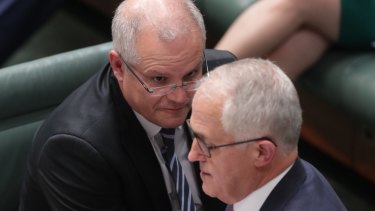 Prime Minister Malcolm Turnbull and Treasurer Scott Morrison during question time.