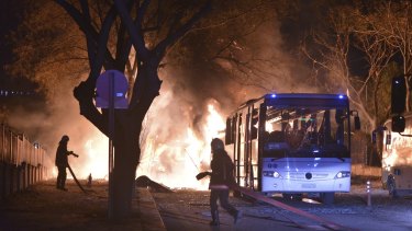 At least five people have been killed and 10 injured in an explosion in the Turkish capital of Ankara in what appeared to have been a car bomb attack on buses carrying military personnel. 