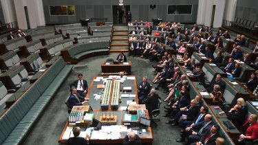Overview of the final vote on the Marriage Amendment Bill in the House of Representatives at Parliament House in Canberra.