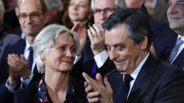 Conservative French presidential candidate Francois Fillon in January with his wife Penelope Fillon.