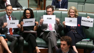 Labor MPs Andrew Leigh, Linda Burney, Stephen Jones and Clare O'Neil during question time on Tuesday.