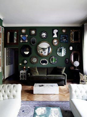 Australian interior designer Jason Mowem admires the random group of mirrors for their lovely kaleidoscopic effect.