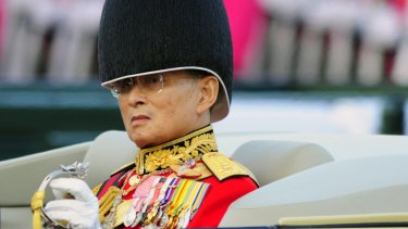 Insulted: Thai King Bhumibol Adulyadej, in a military parade in Bangkok in 2007.
