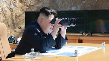 North Korean leader Kim Jong-un said by North Korean state media to be watching the launch of the intercontinental ballistic missile.