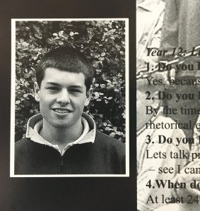 Lukas Vincent in his year 12 yearbook at Frankston High.