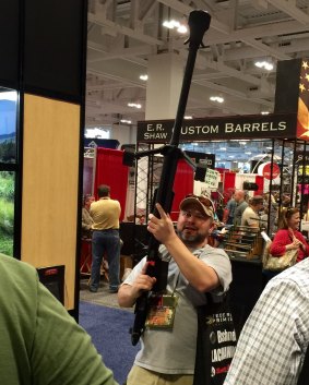 A big gun is promoted at the NRA convention in Nashville last weekend.