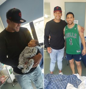 Israel Folau posted photos on Twitter after visiting Christian Lealiifano.