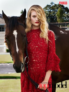 Security horses, including Jordan, were used in a shoot for Australia's Next Top Model.