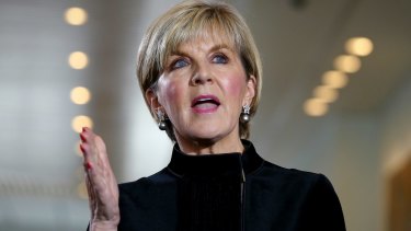 Foreign Minister Julie Bishop during the press conference. 