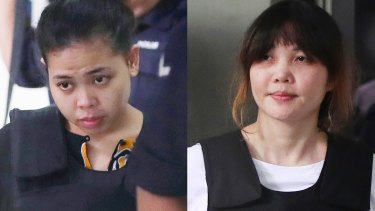Indonesian Siti Aisyah, left, and Vietnamese Doan Thi Huong, right, are accused of Kim's murder.