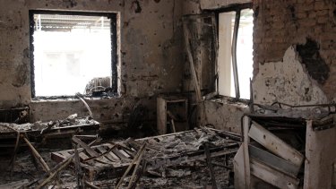 The charred remains of the Doctors Without Borders hospital earlier this month after it was hit by a US airstrike in Kunduz, Afghanistan. 